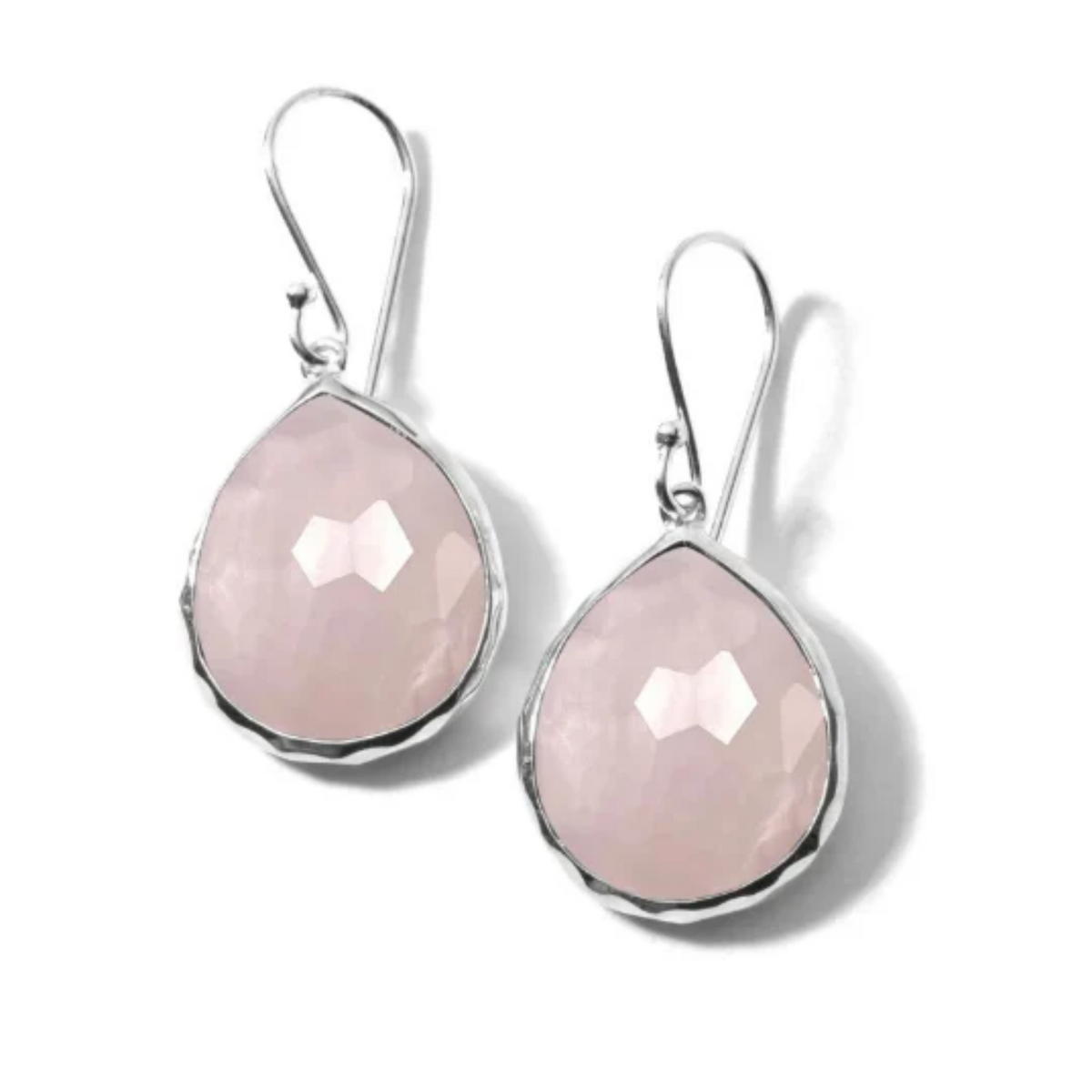 Ippolita Rose Quartz Teardrop Earrings in Sterling Silver