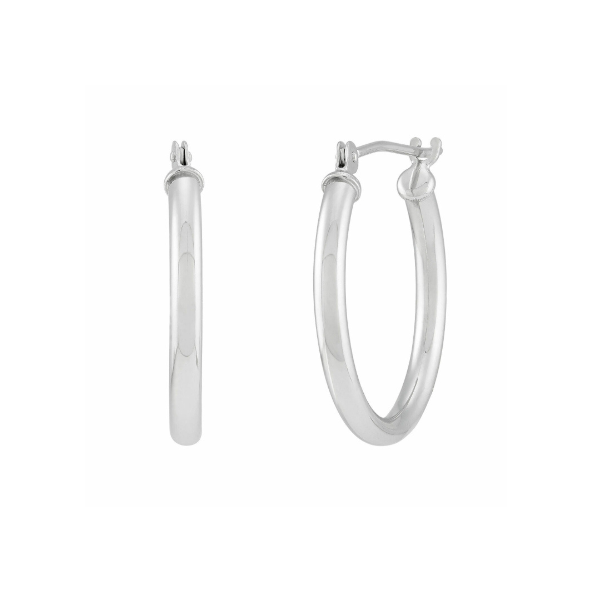 20MM Hollow Hoop Earrings in 14K White Gold