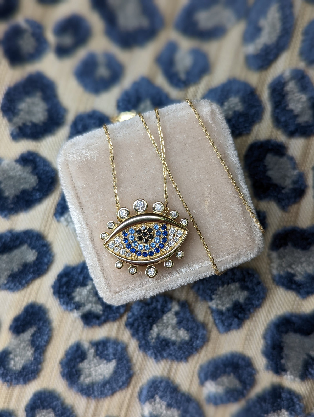 Campbell + Charlotte Juju Evil Eye Charm Necklace in 14K Yellow Gold