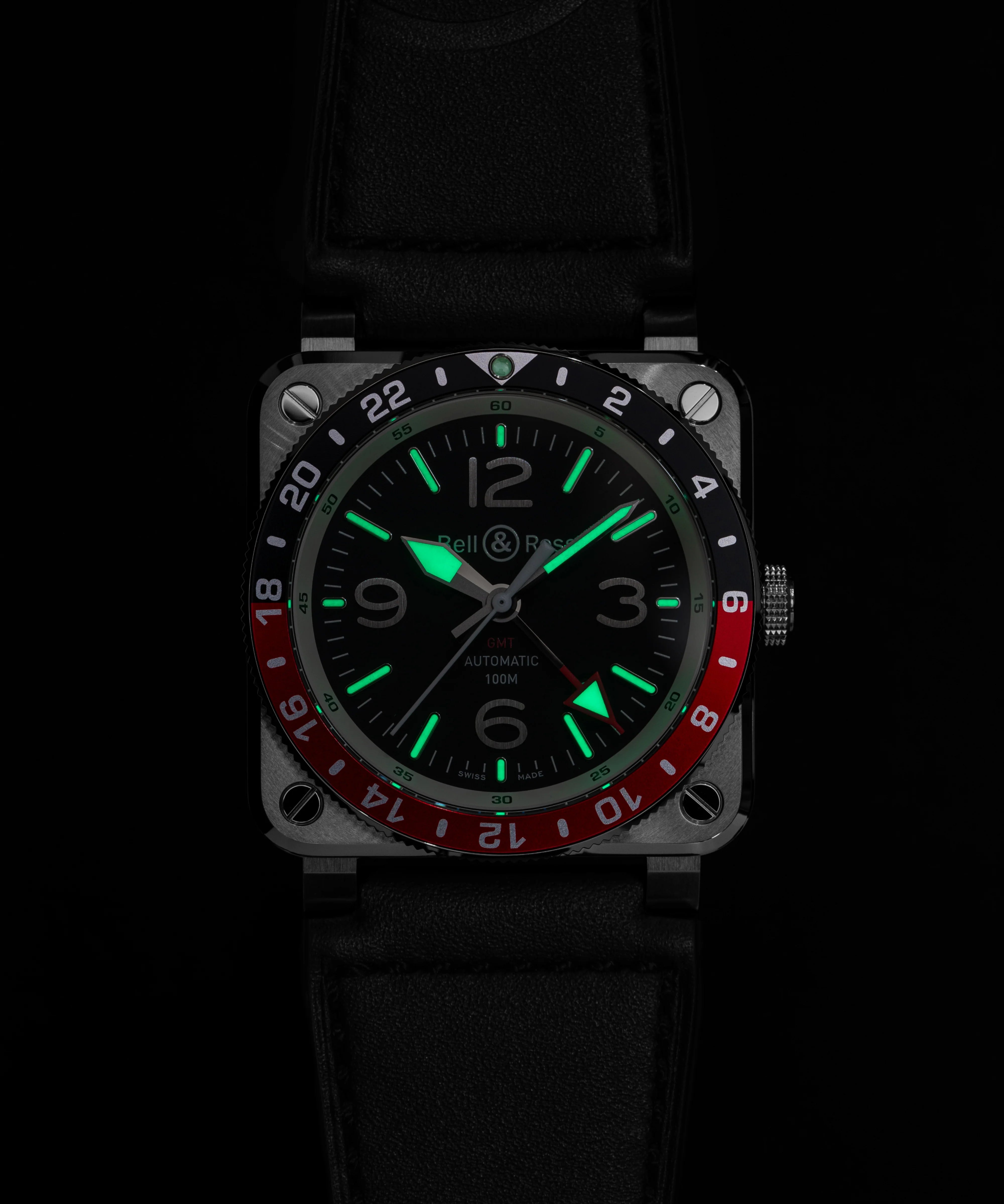 Bell & Ross BR-03 GMT Black & Red Bezel Watch