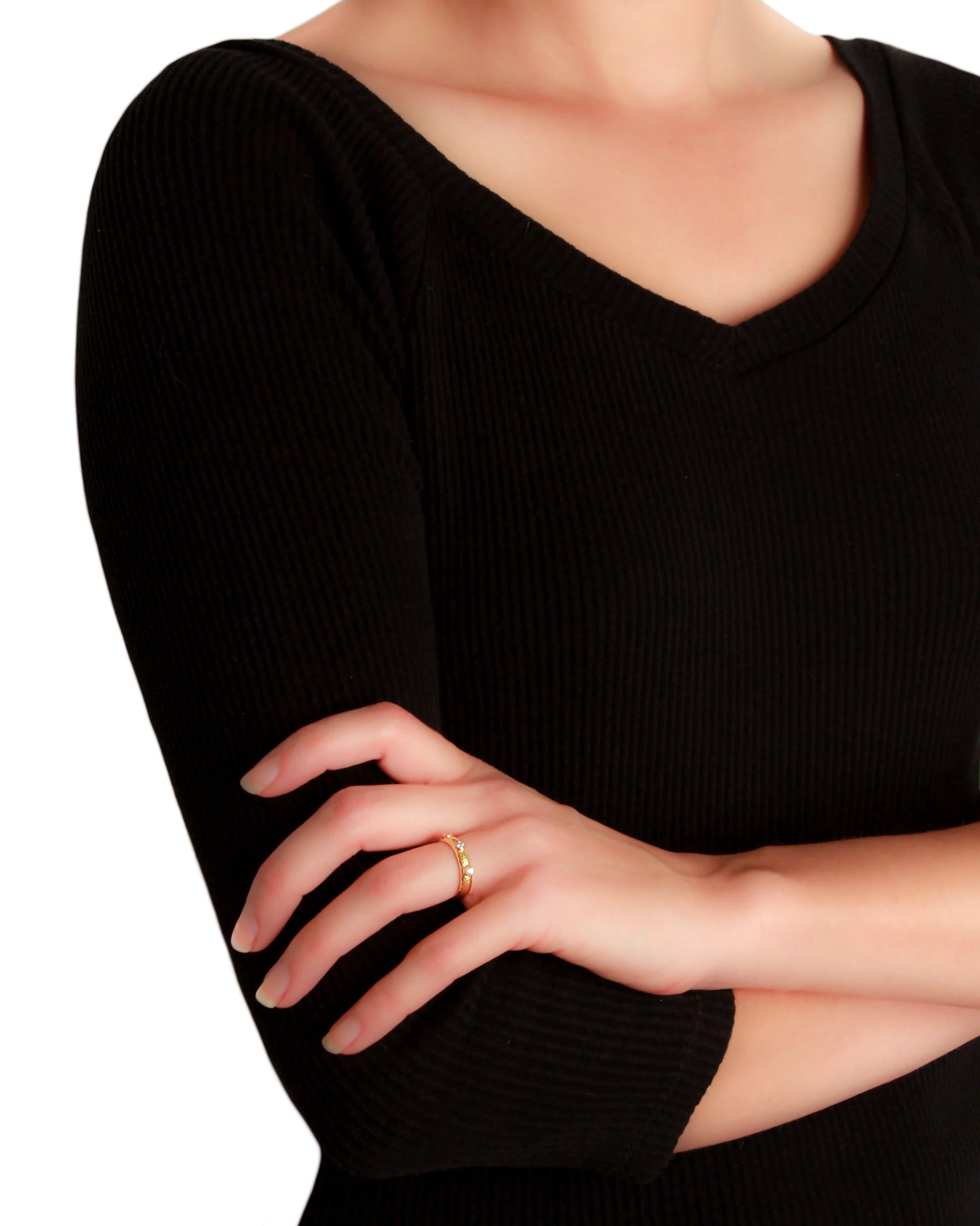 Elizabeth Locke Stack Ring in Yellow Gold