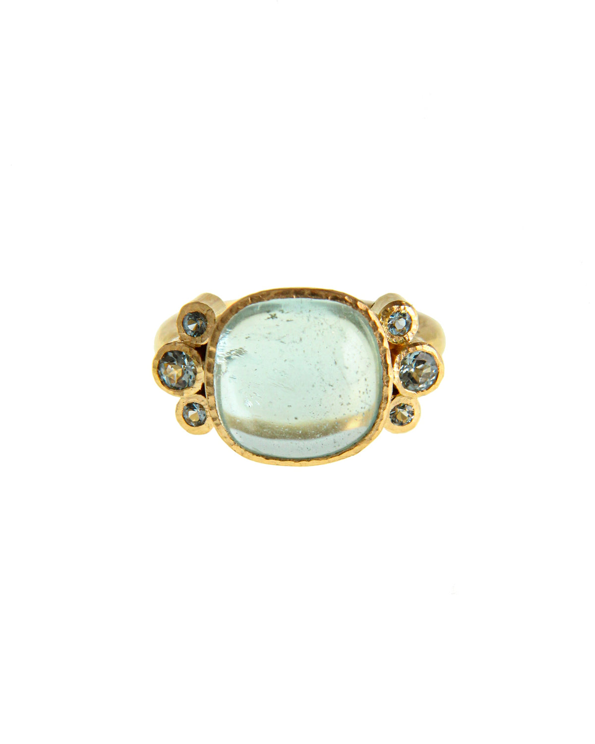 Elizabeth Locke Aquamarine & Blue Zircon Ring in 19K Yellow Gold, Size 6.5