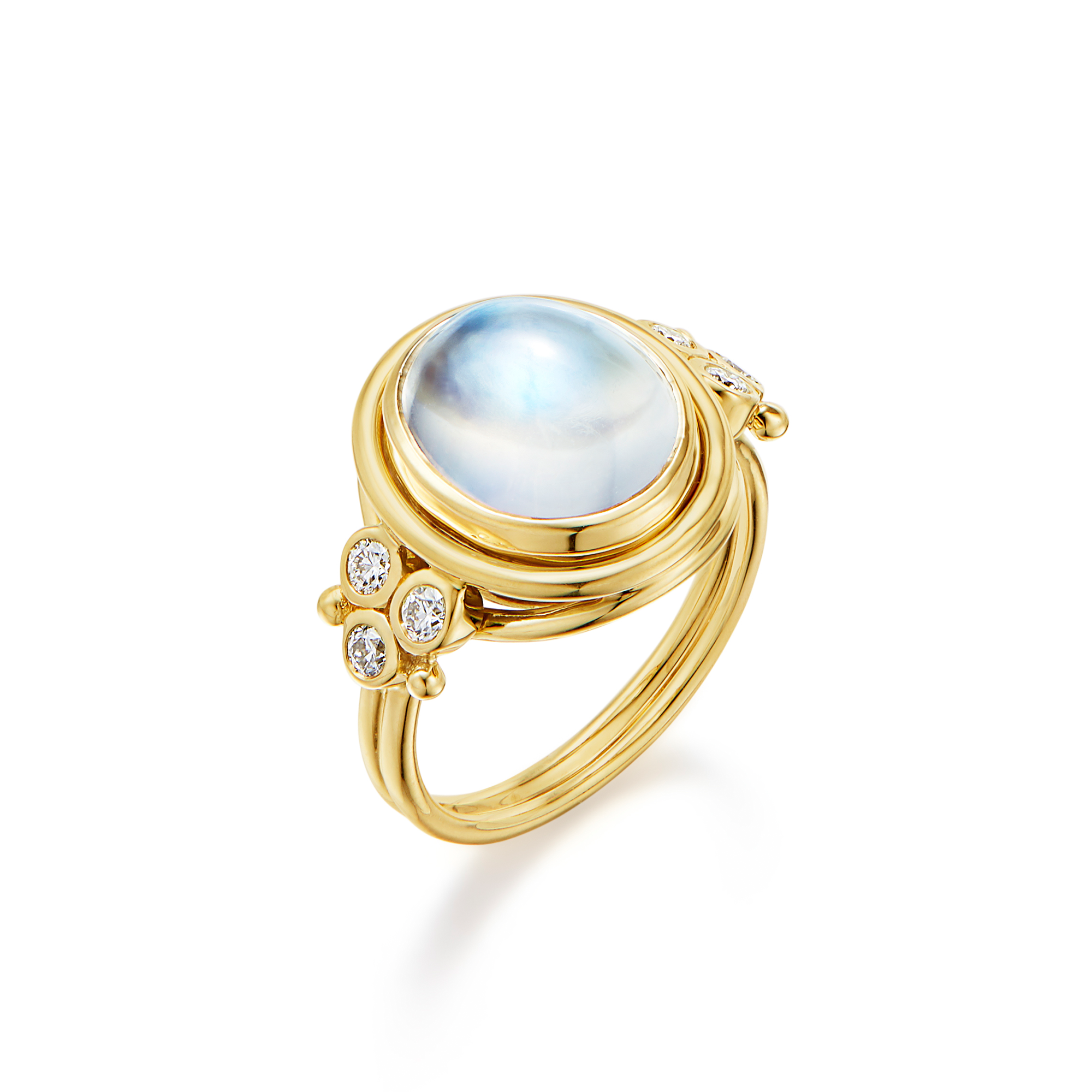 Temple St. Clair Blue Moonstone Ring in 18K Yellow Gold, Size 7