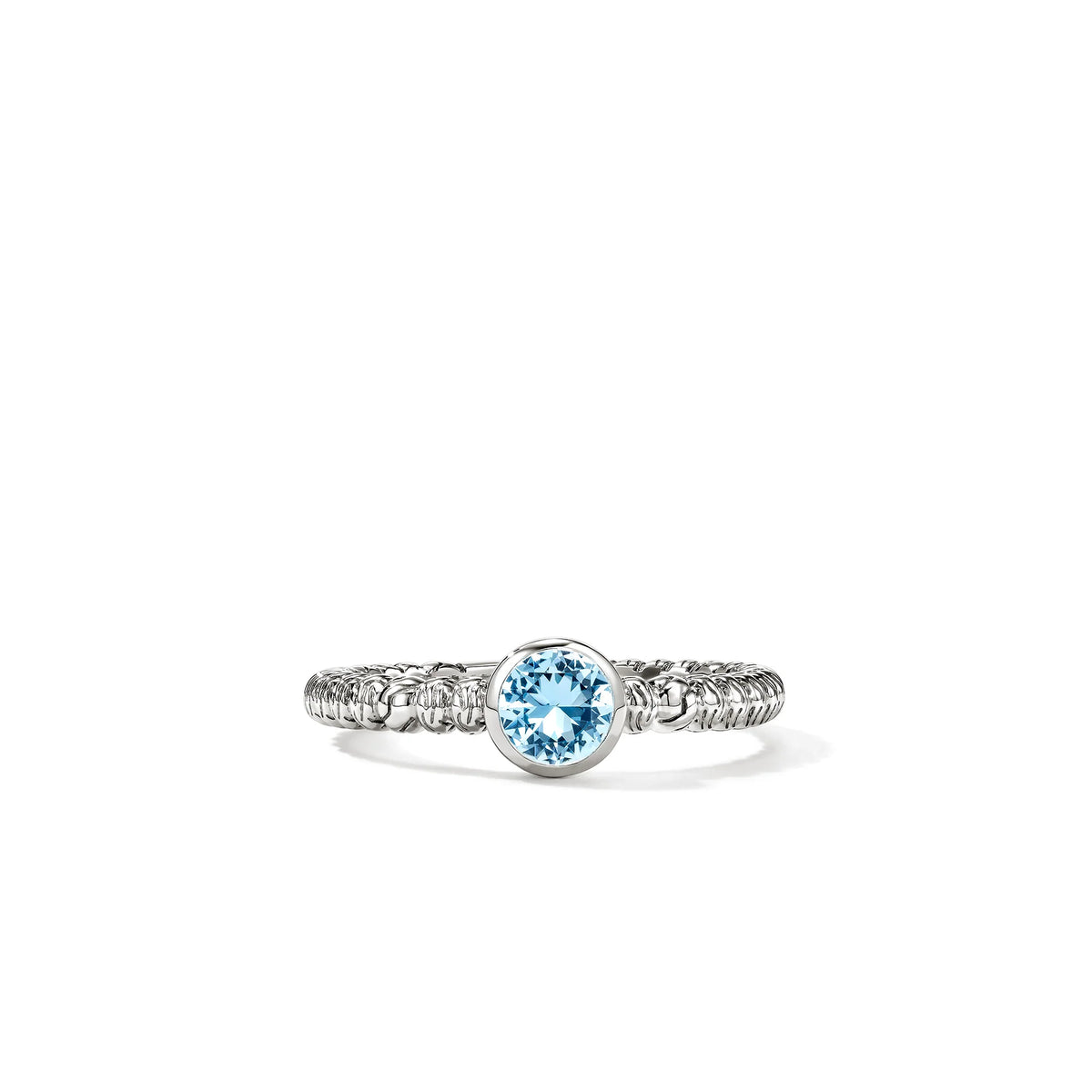 John Hardy Heishi Blue Topaz Solitaire Ring in Sterling Silver, Size 7