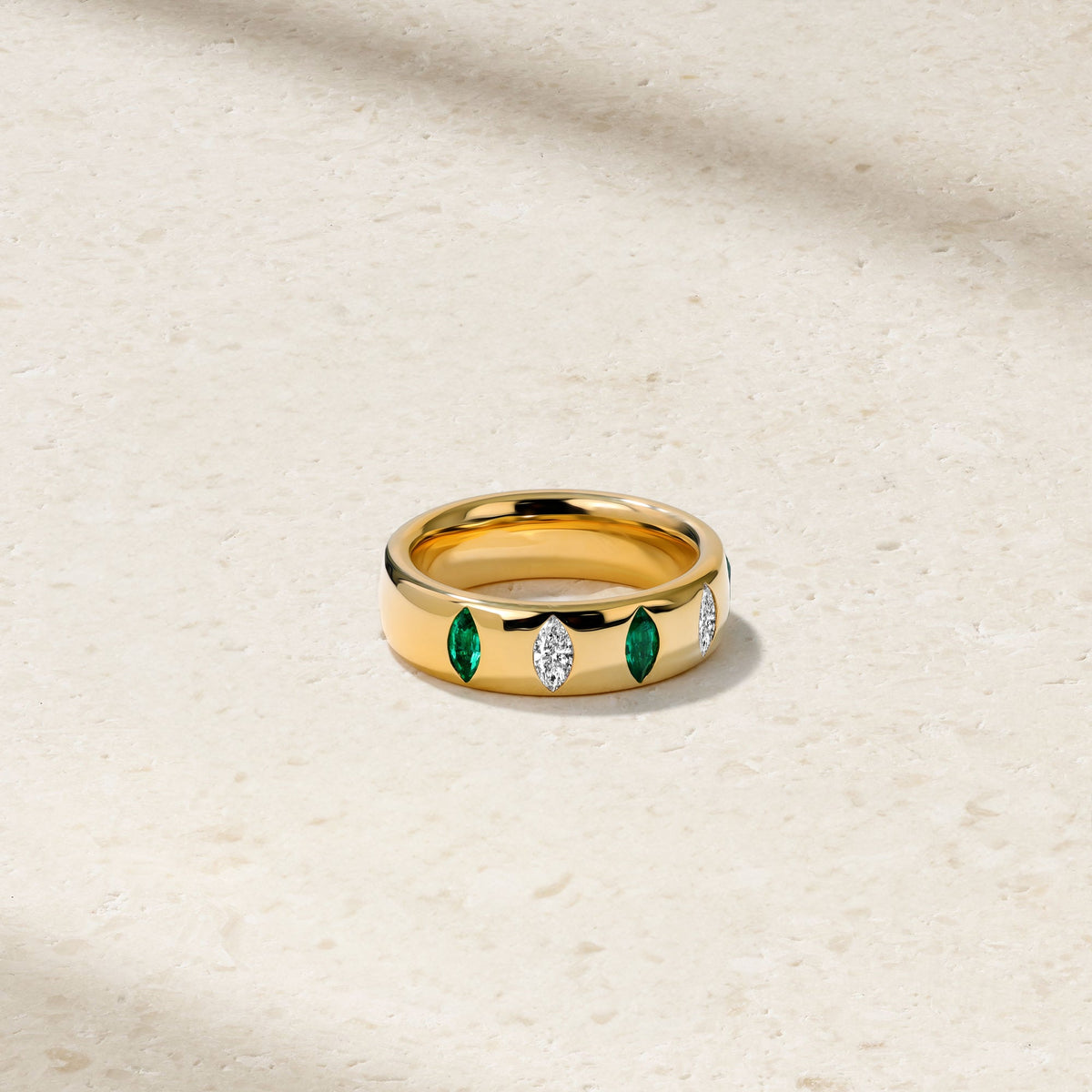 Mark Henry Diamond & Emerald Guardian Ring in 18K Yellow Gold, Size 7