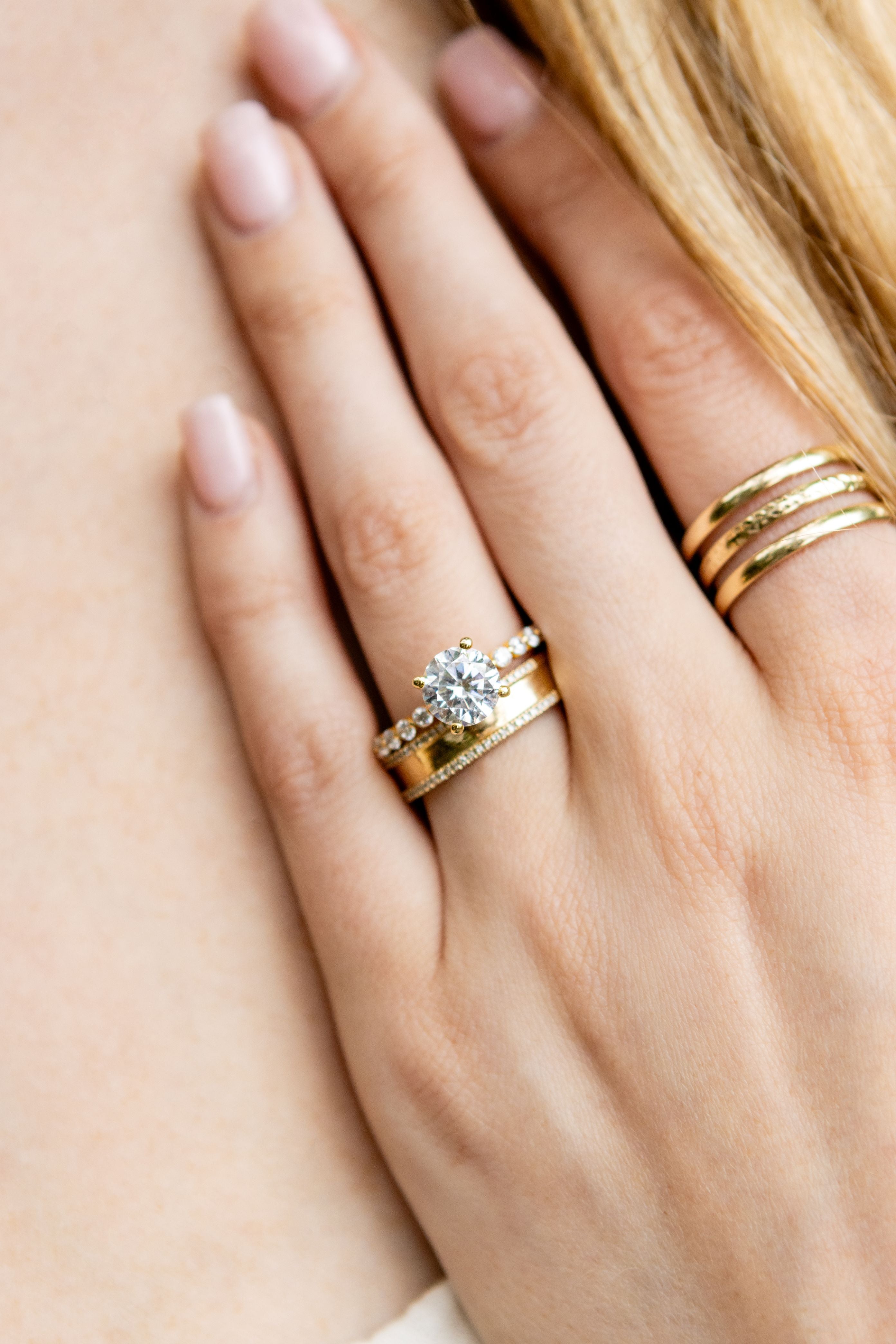 Weatherly Diamond Edge Band Ring in 14K Yellow Gold, Size 7