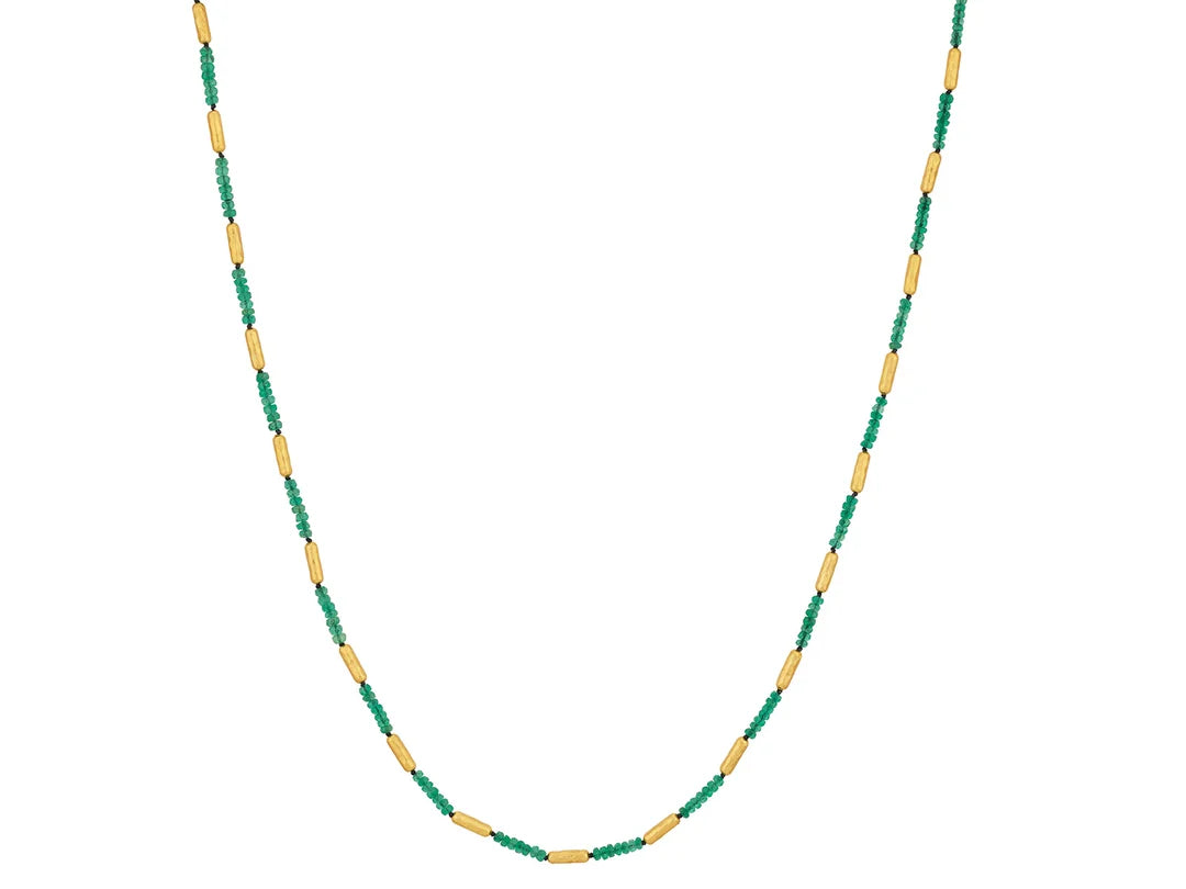 Gurhan Vertigo Emerald Beaded Necklace in 24K Yellow Gold