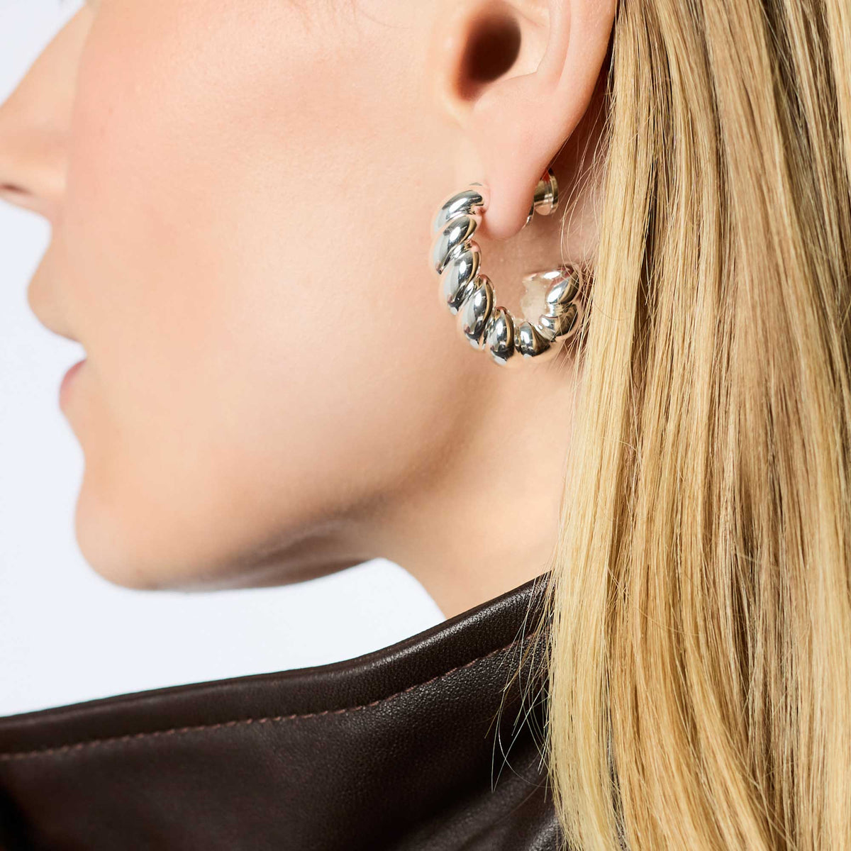 Julie Vos Ravello Statement Hoops in Silver