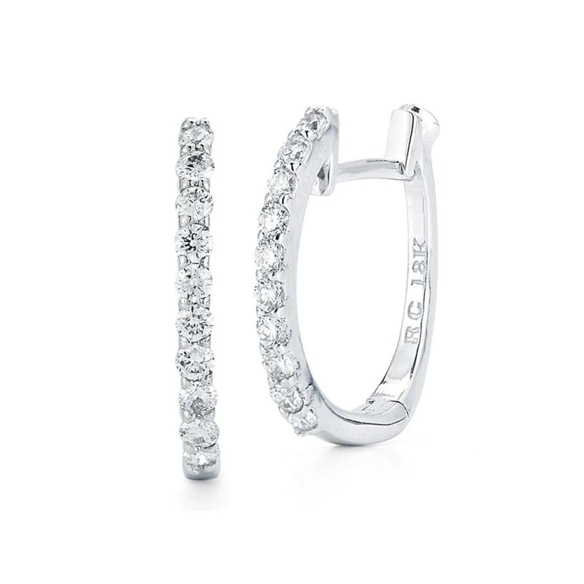 Roberto Coin Classic Diamond Pave Huggy Earrings in White Gold