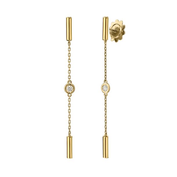 Roberto Coin Diamonds by the Inch Bar Drop Earrings in 18K Yellow Gold