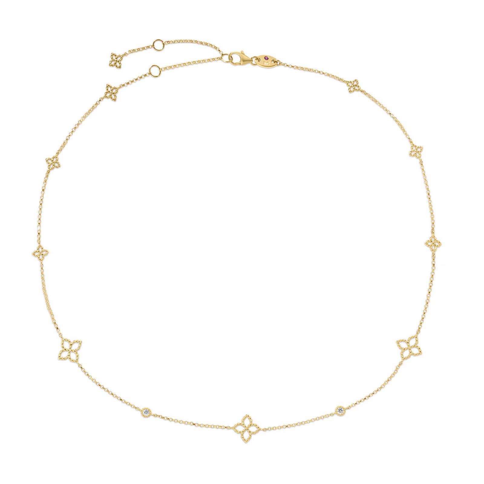 Roberto Coin Principessa Diamond Station Necklace in 18K Yellow Gold