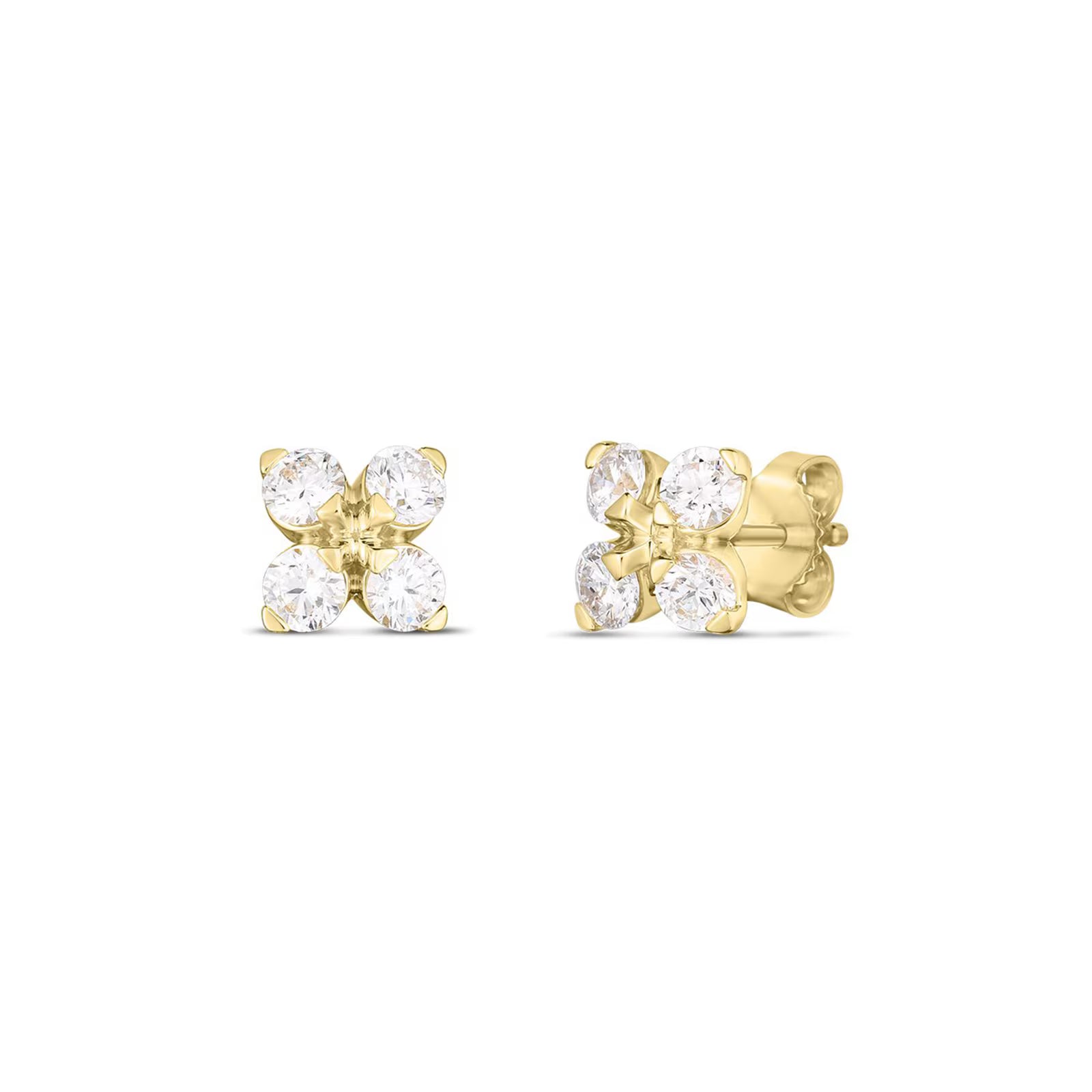 Roberto Coin Verona Flower Stud Earrings in 18K Yellow Gold