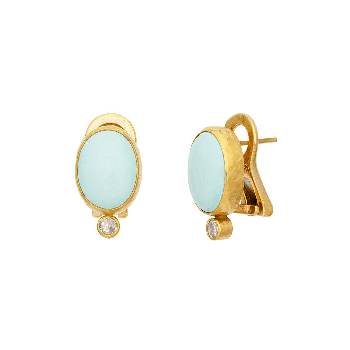 Gurhan Rune Turquoise Stud Earrings in 24K Yellow Gold