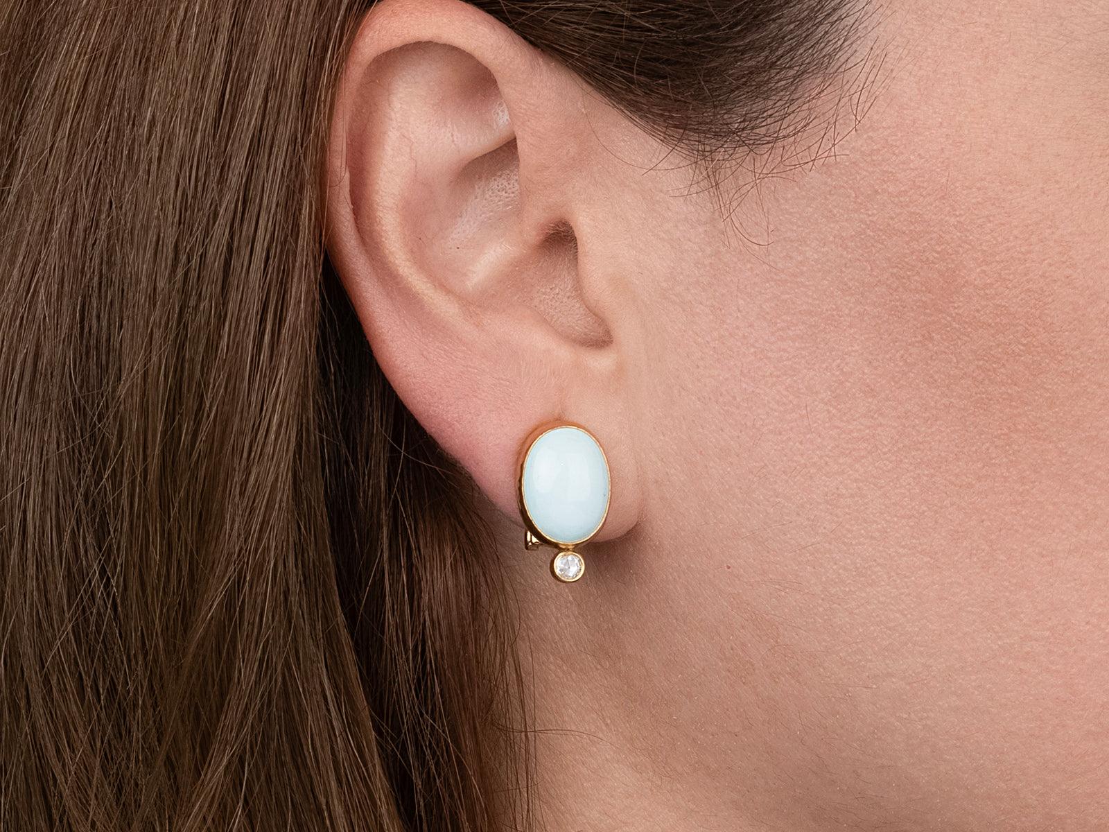 Gurhan Rune Turquoise Stud Earrings in 24K Yellow Gold