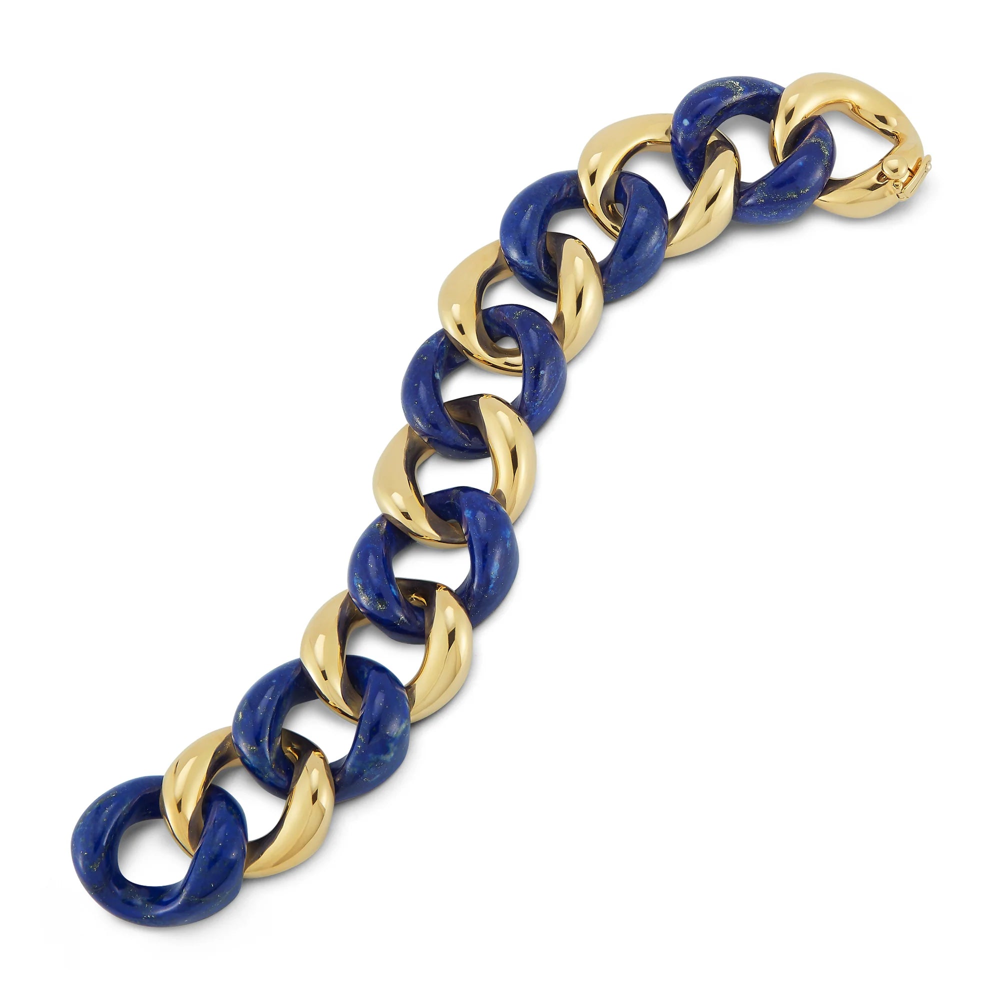 Seaman Schepps Lapis Link Bracelet in 18K Yellow Gold