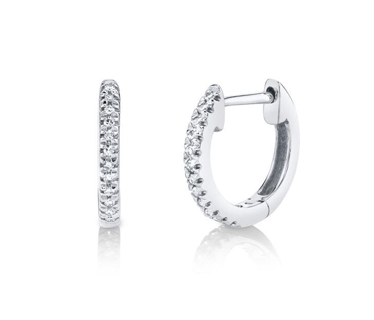 Diamond Huggie Hoops in 14K White Gold