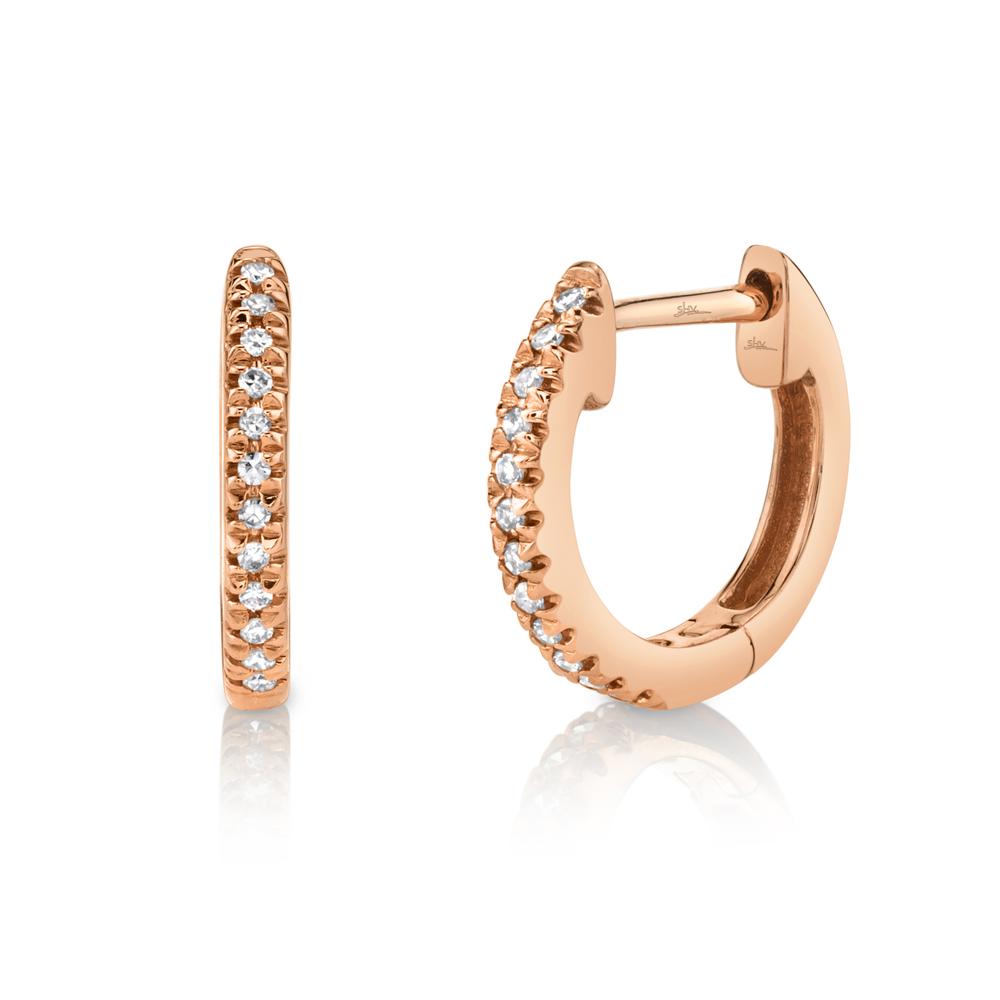 Diamond Huggie Hoops in 14K Rose Gold