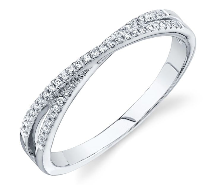 Diamond Crossover Ring in 14K White Gold, Size 8