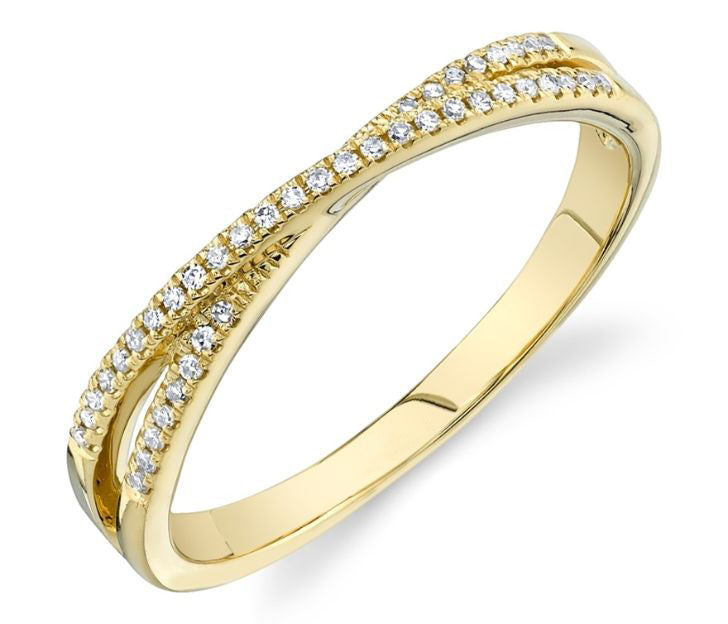 Diamond Crossover Ring in 14K Yellow Gold, Size 8