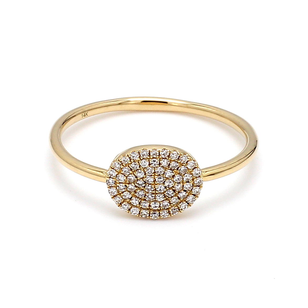 Diamond Pave Oval Ring in 14K Yellow Gold, Size 8