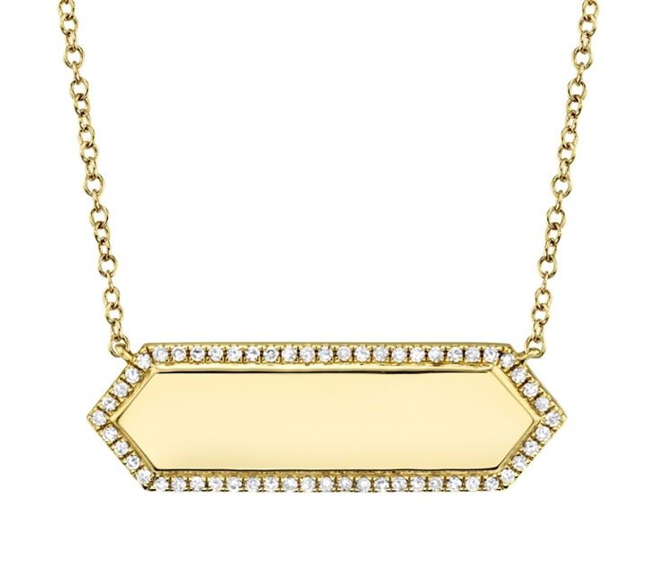 Diamond ID Bar Pendant Necklace in 14K Yellow Gold