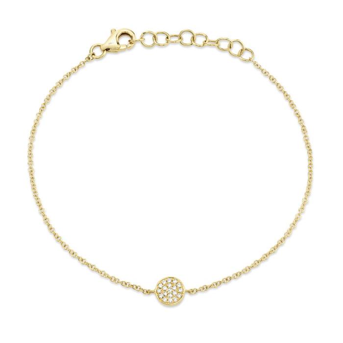Pave Diamond Circle Bracelet in 14K Yellow Gold