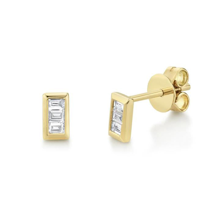 Baguette Stud Earrings in 14K Yellow Gold