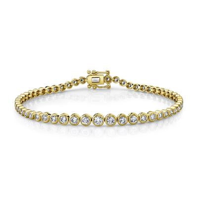 Diamond Bezel Set Graduated Tennis Bracelet in 14K Yellow Gold, 1.90CT