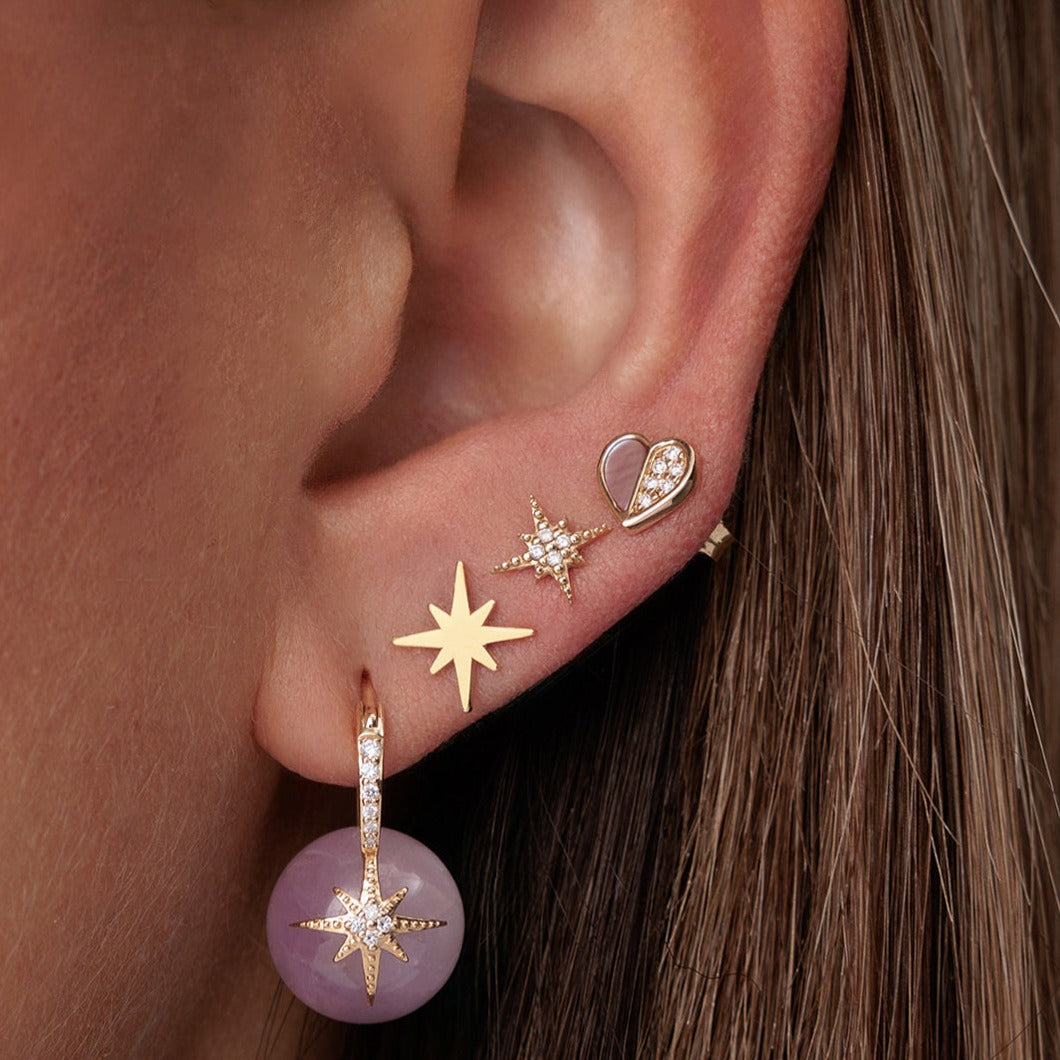 Sydney Evan Mini Pave Starburst Stud Earrings in 14K Yellow Gold
