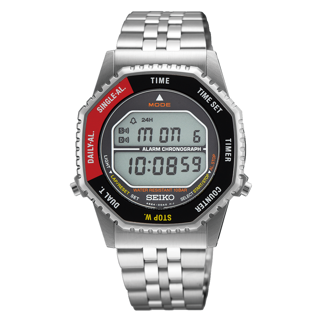 Seiko Essentials Rotocall Digital Black & Red Bezel Watch SMGG19