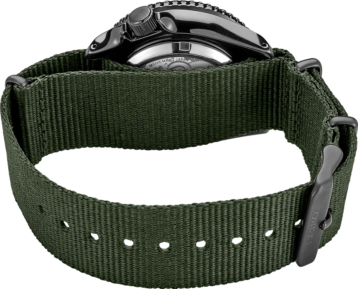 Seiko 5 Sport Black Dial & Green Strap Watch SRPD91