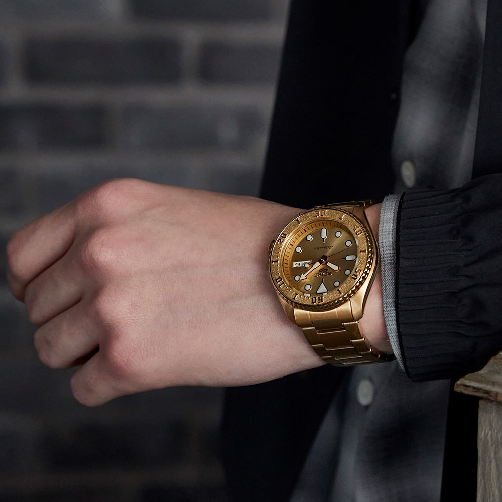 Seiko 5 Sport Gold Dial Watch SRPE74