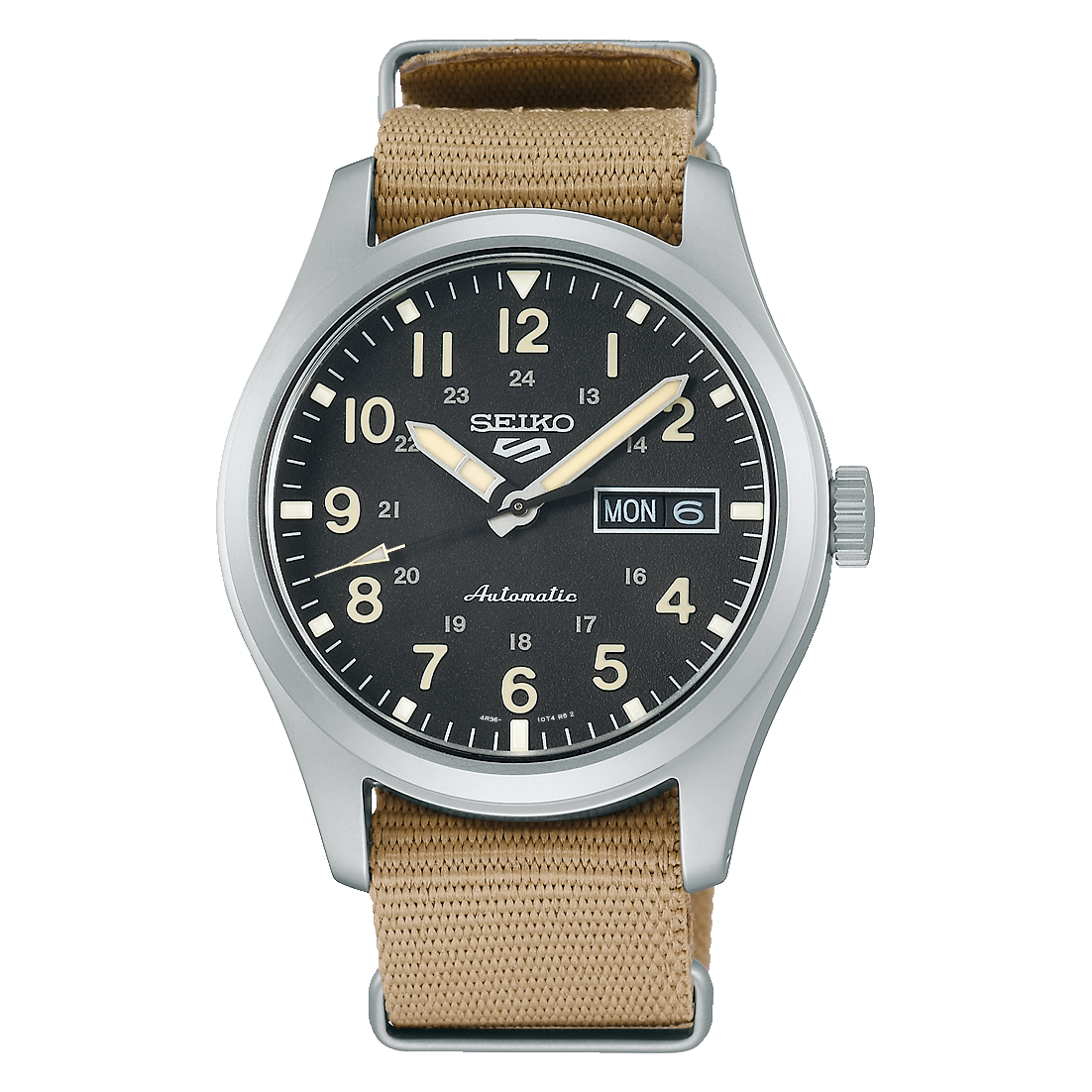 Seiko 5 Sport Black Dial Fabric Strap Watch SRPG35