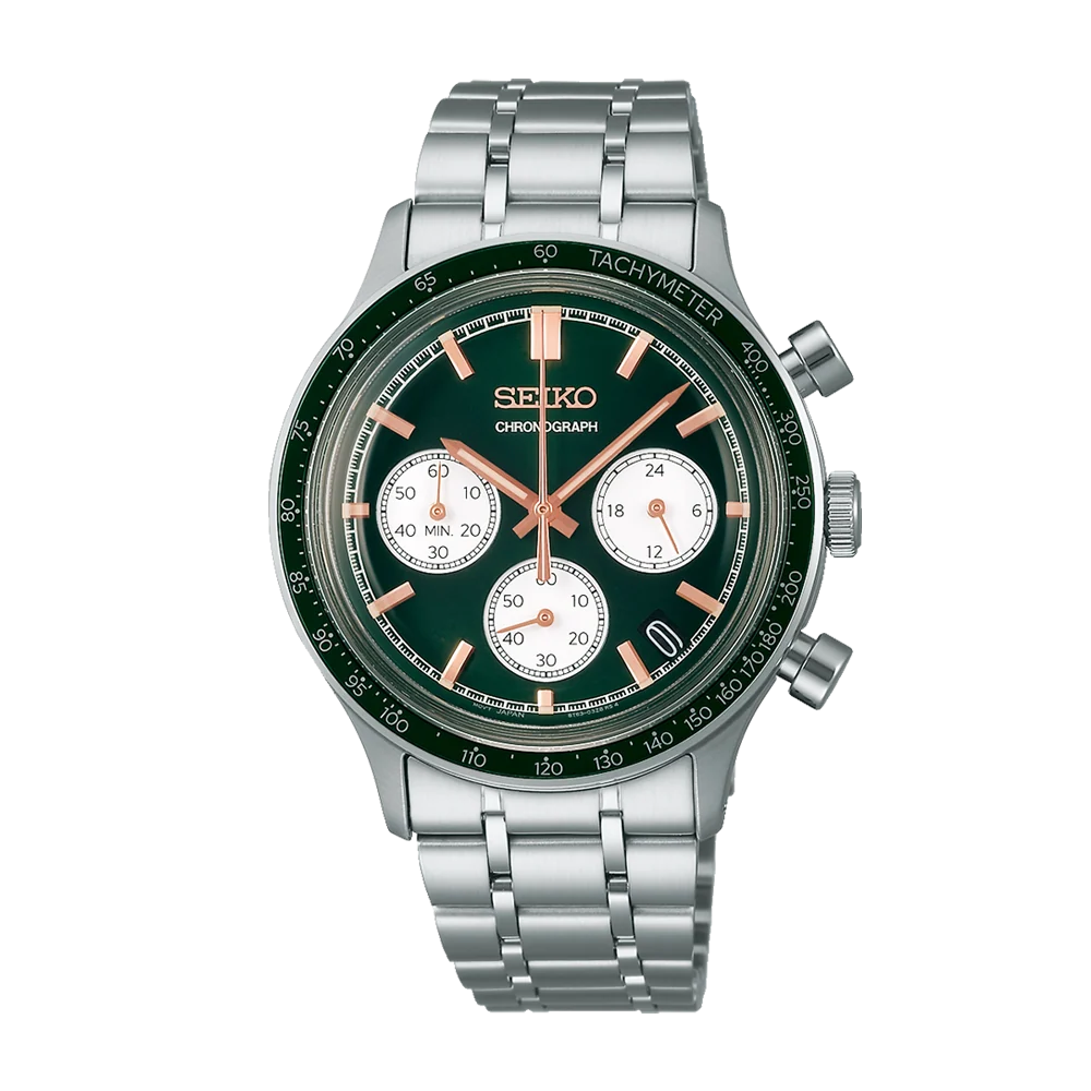 Seiko Essentials Chrono Green Dial Watch SSB481