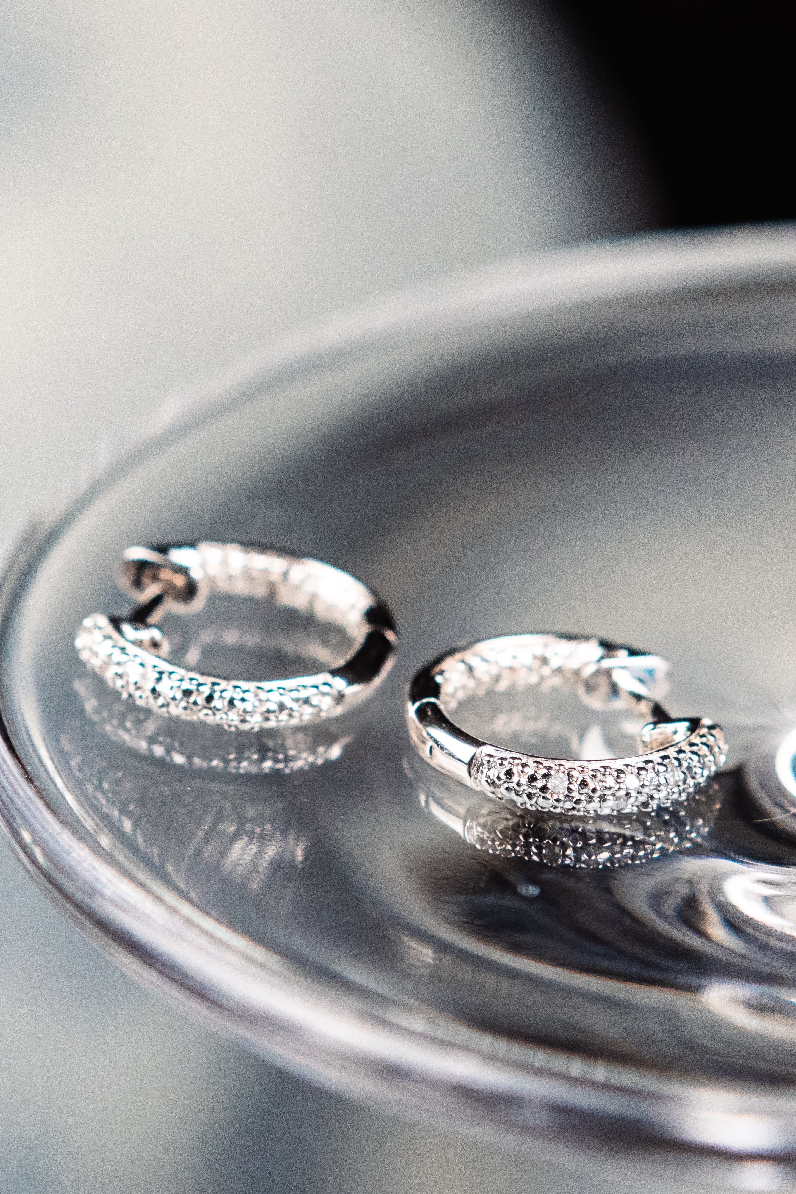 Pave Diamond Huggie Earrings in Sterling Silver