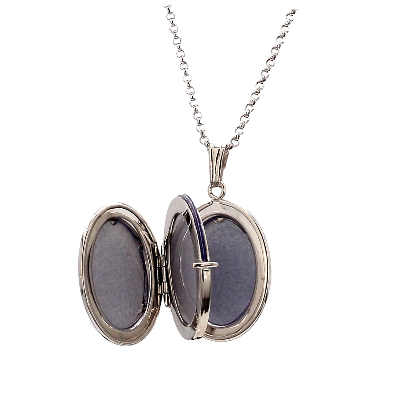 Oval Engravable Locket Necklace in Sterling Silver, 18" Length