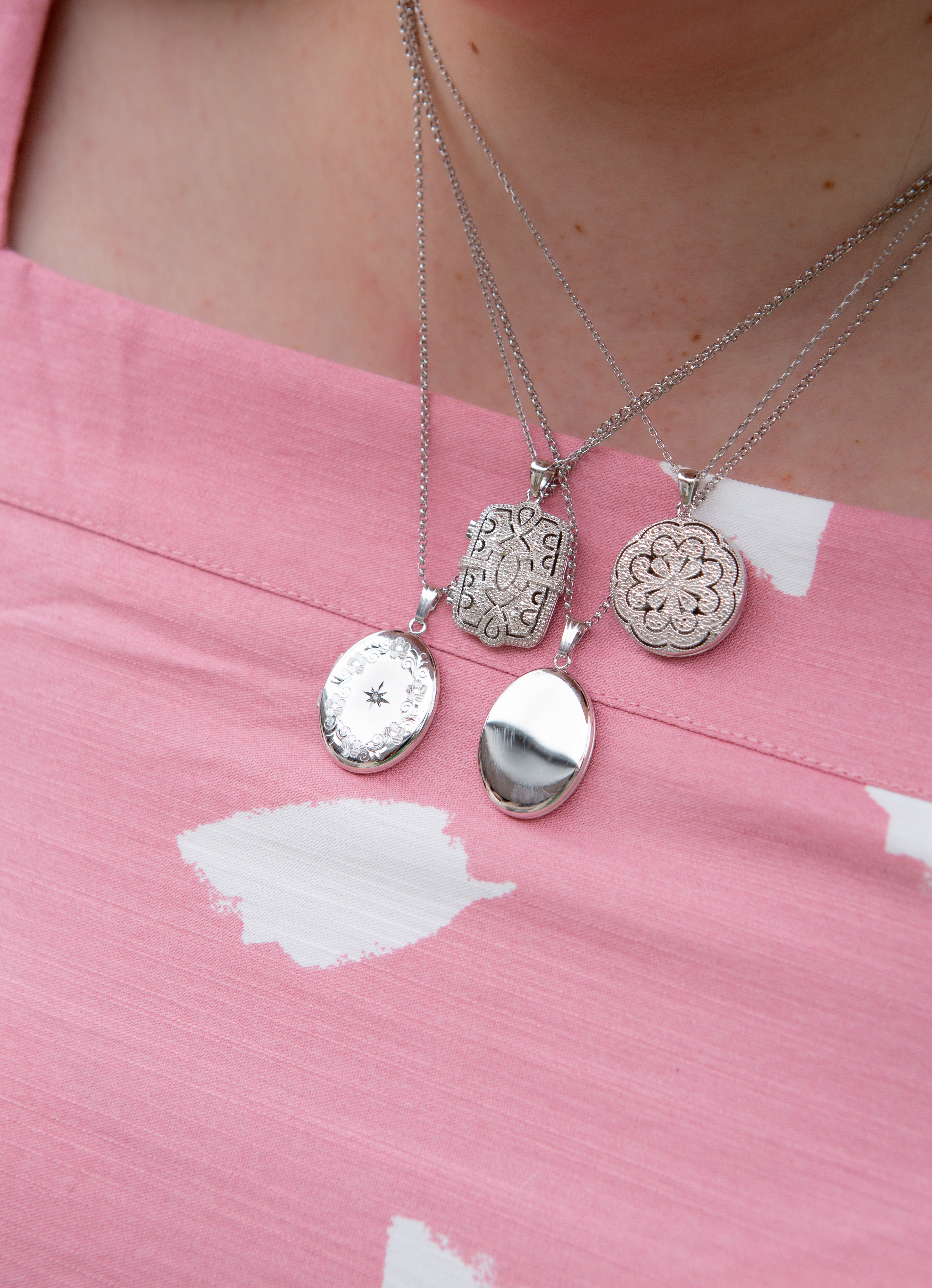 Polished Oval Locket Necklace in Sterling Silver, 20" Length