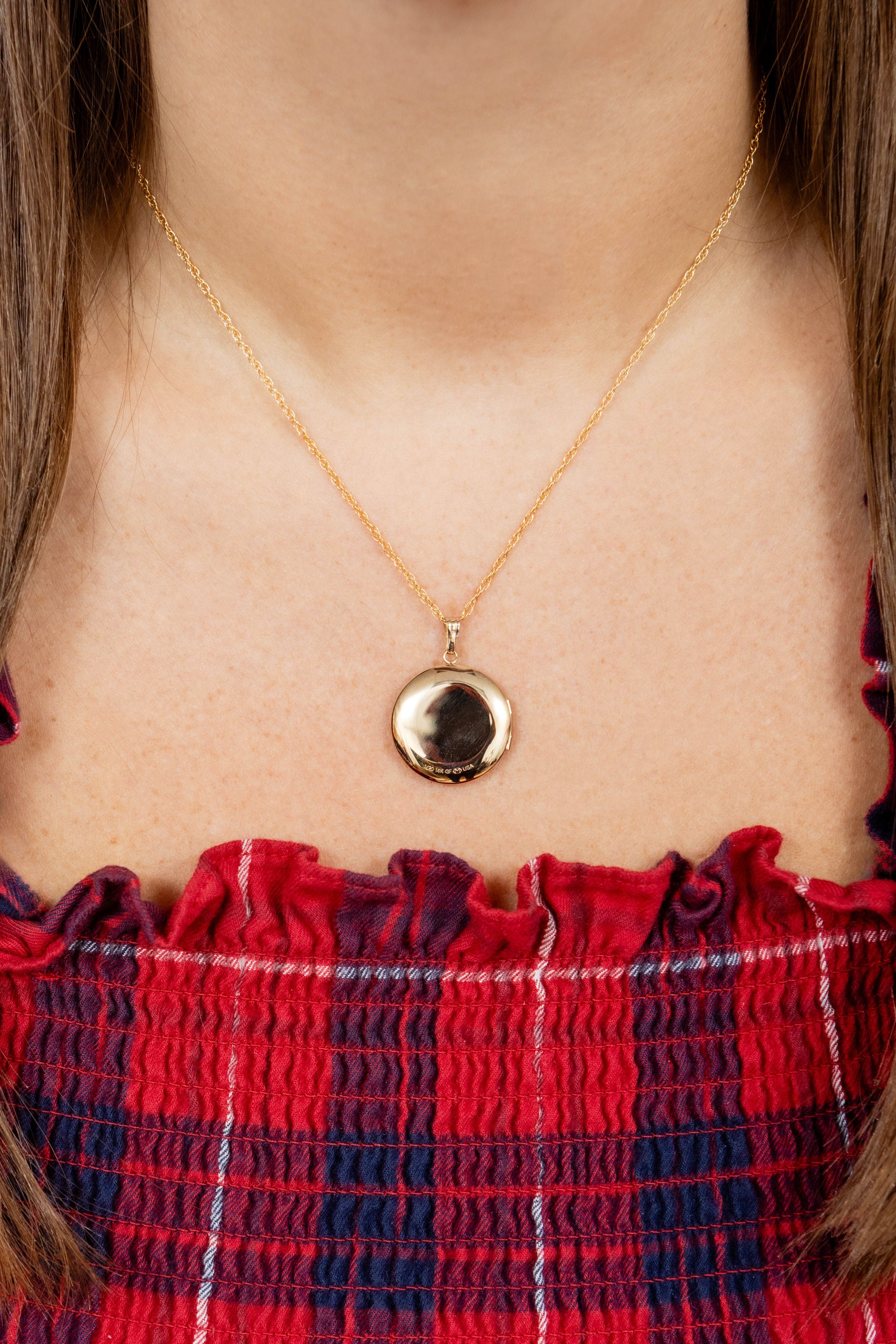 Polished Round Locket Necklace in 14K Yellow Gold Filled, 20" Length