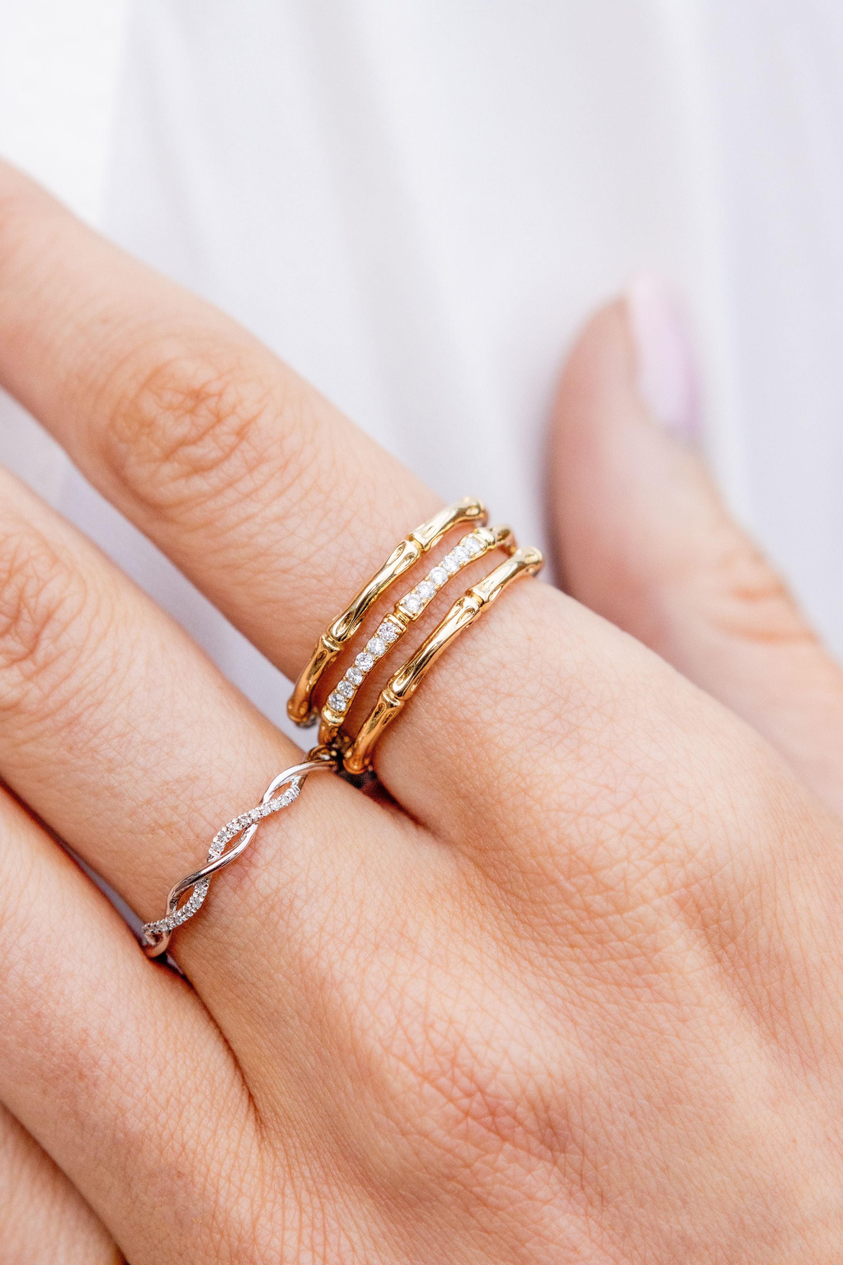 Diamond Infinity Twist Ring in Sterling Silver, Size 7