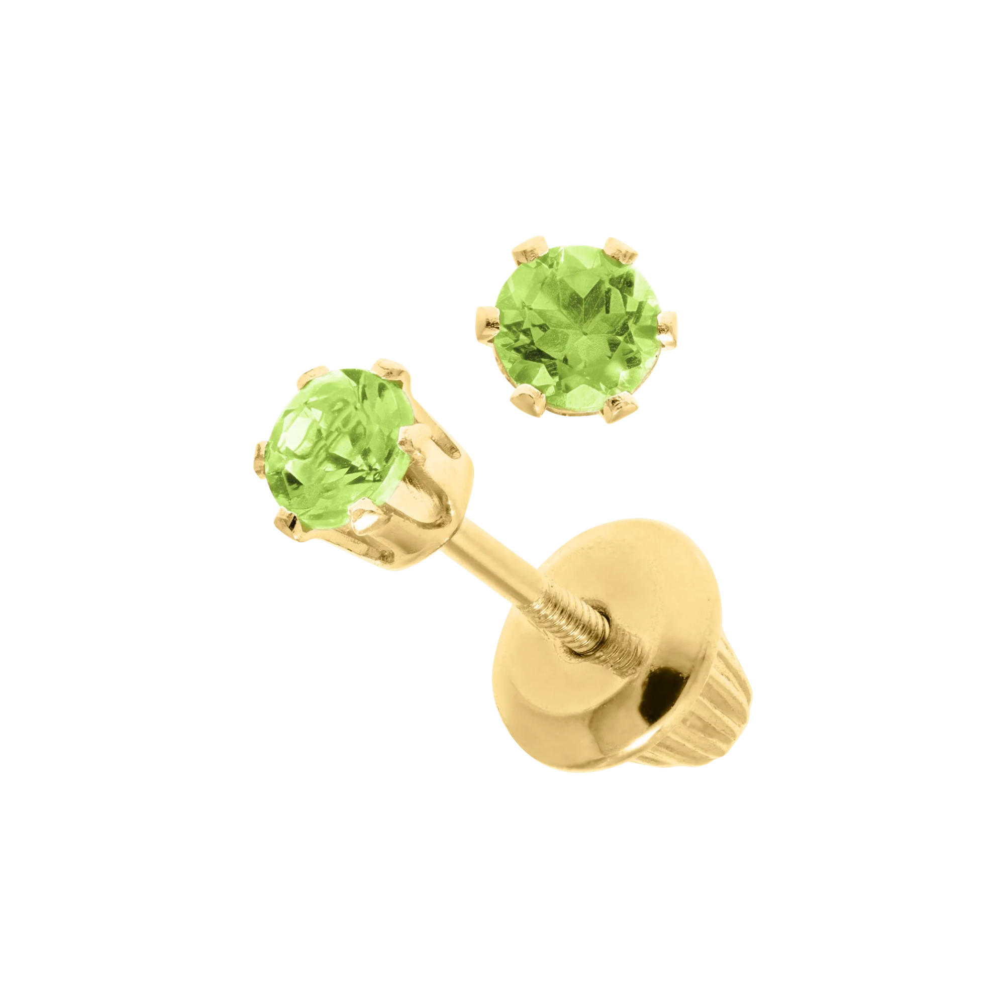 Children's Peridot Stud Earrings in 14K Yellow Gold
