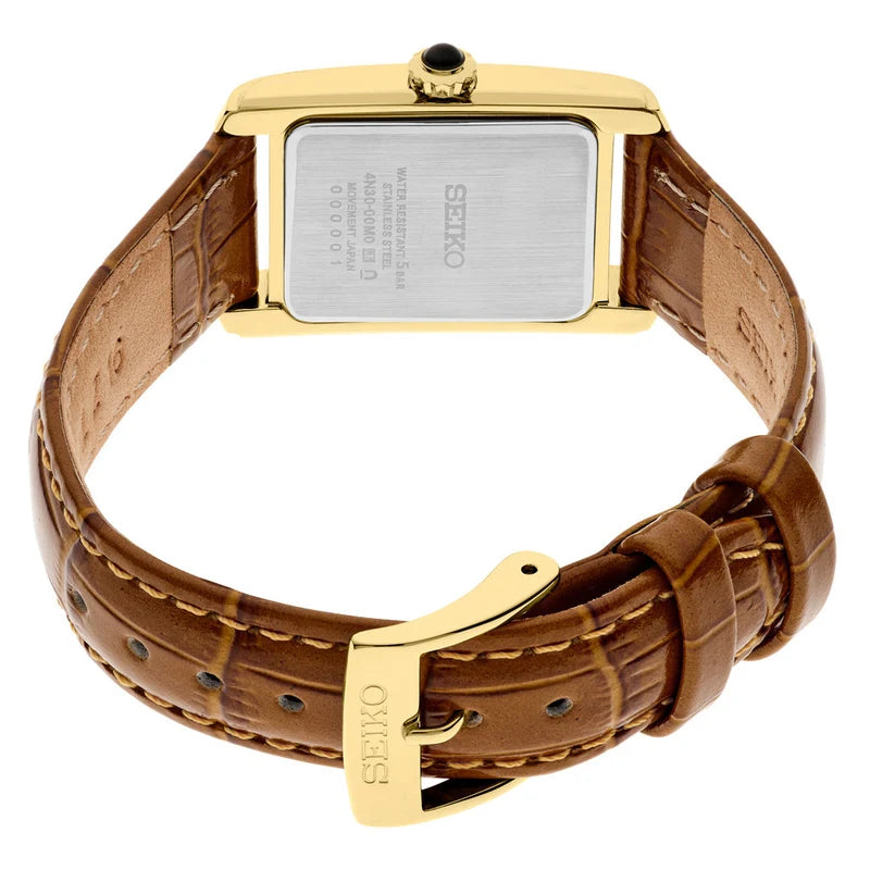 Seiko Women's Discover More Brown Leather Watch SWR100