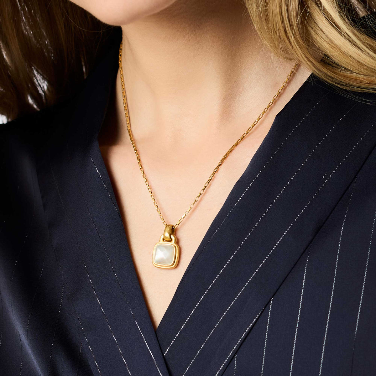 Julie Vos Sahara Solitaire Necklace in Iridescent Clear Crystal