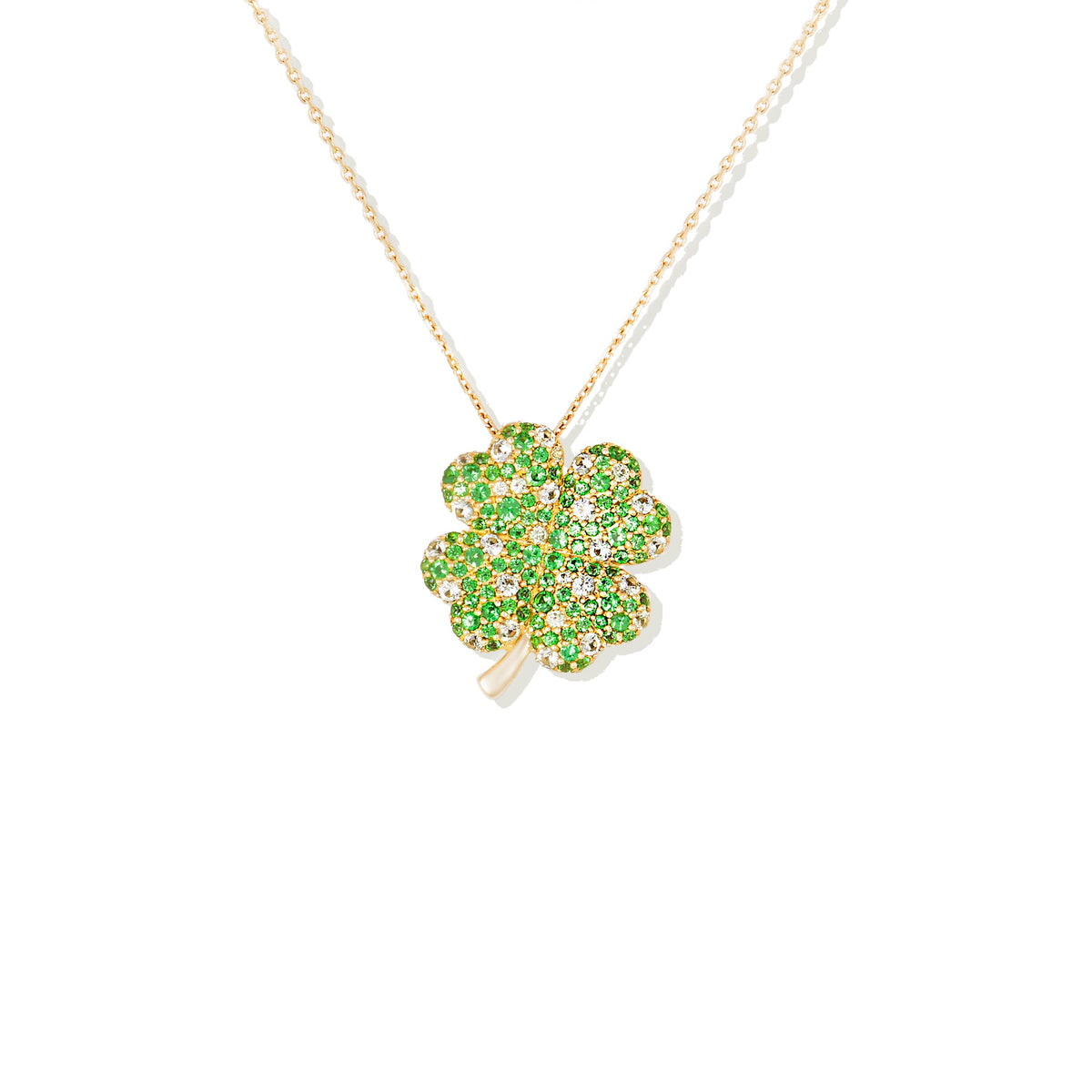 Campbell + Charlotte Juju Four Leaf Clover Charm Necklace in 14K Yellow Gold