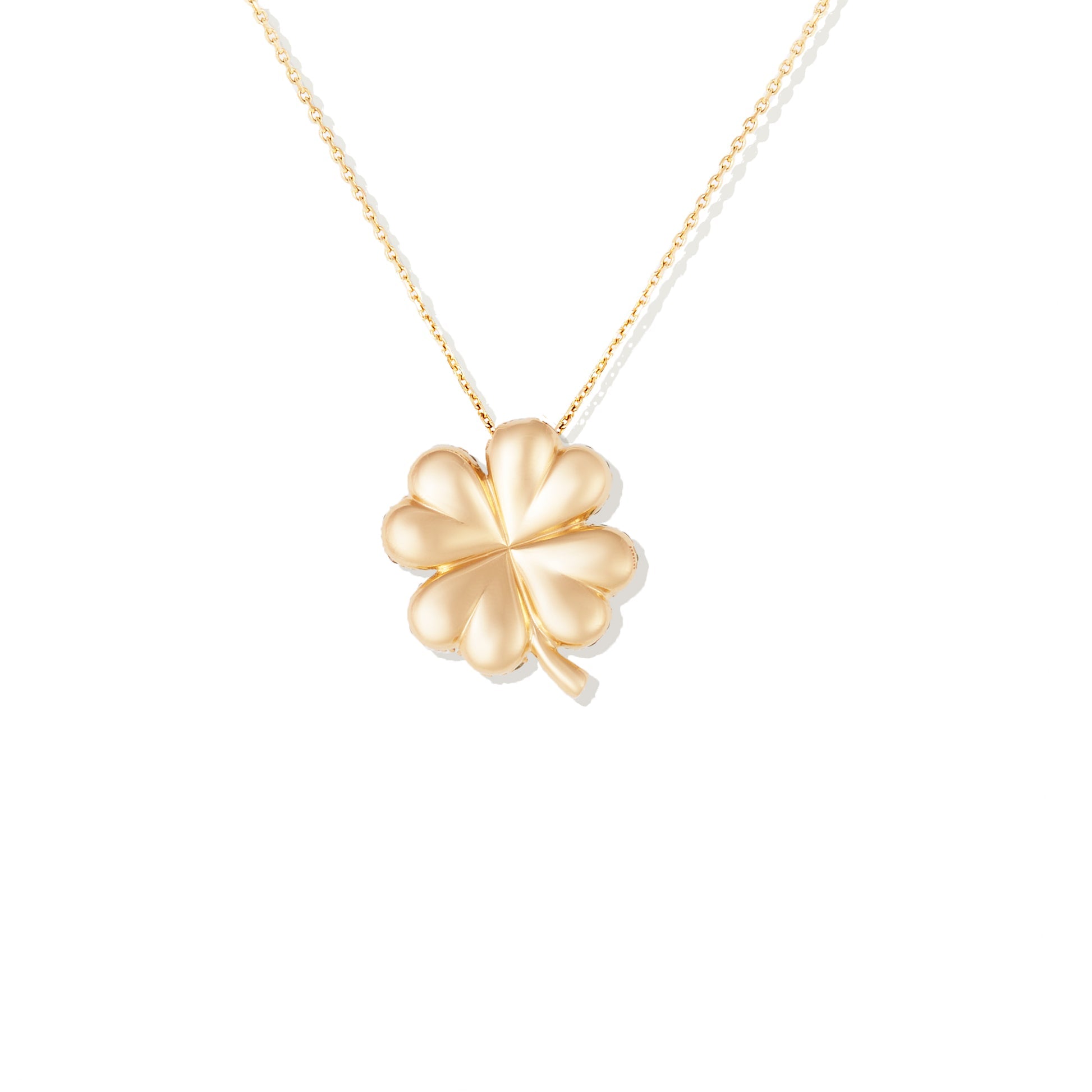 Campbell + Charlotte Juju Four Leaf Clover Charm Necklace in 14K Yellow Gold