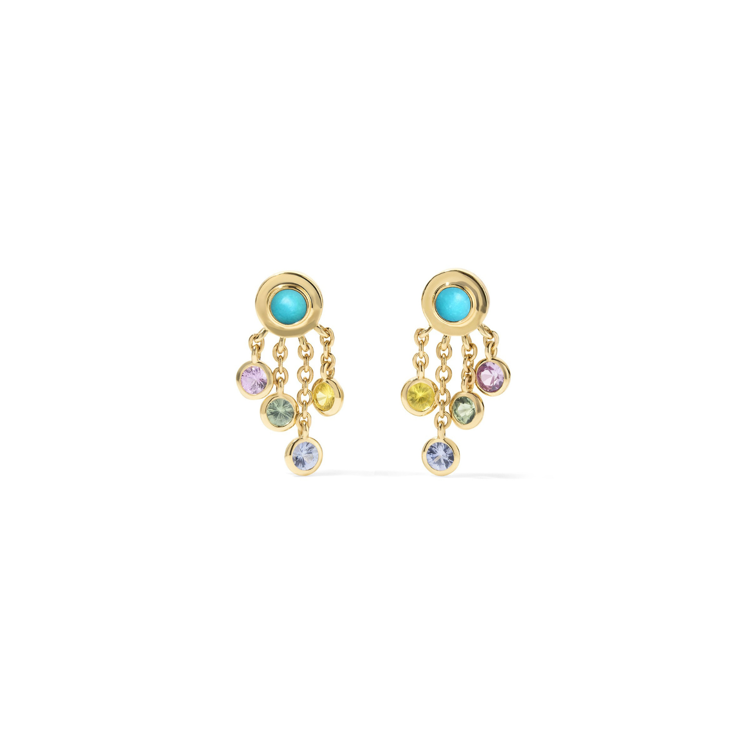 Eden Presley Turquoise & Sapphire Shaker Earrings in 14K Yellow Gold