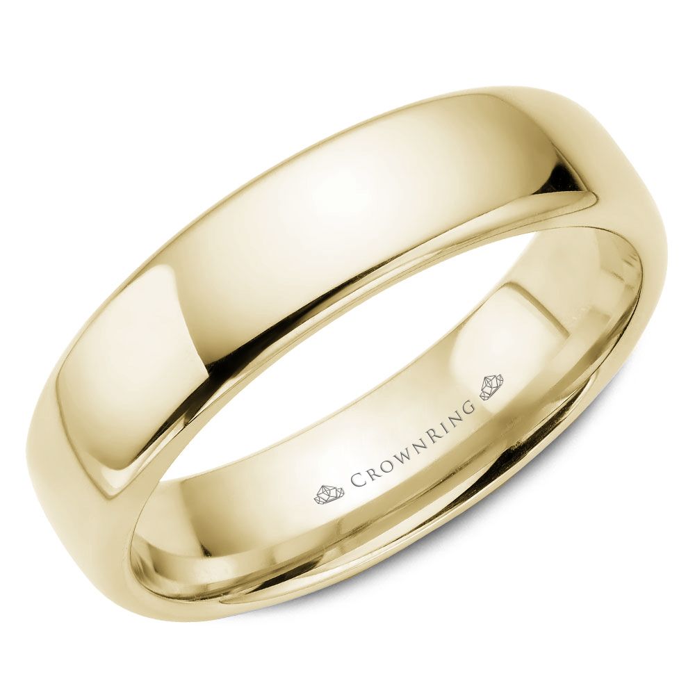 Crown Ring Men's 6MM Domed Supreme Comfort Fit Band in 14K Yellow Gold, Size 9