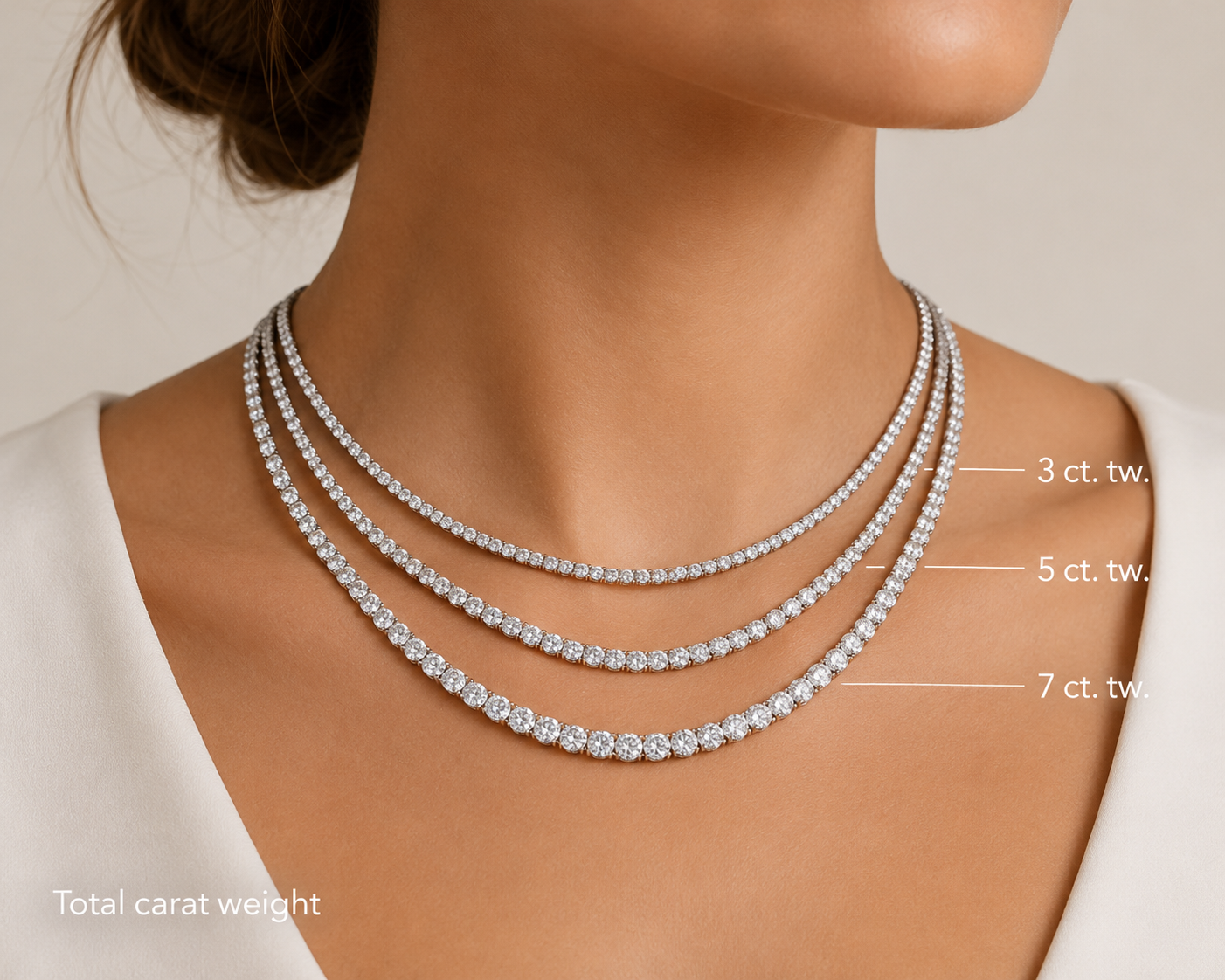 Bailey's Essentials 3.00CT Round Diamond Tennis Necklace in 14K White Gold