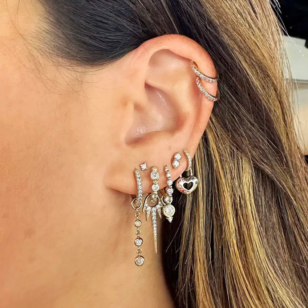 Three Stories Classic Diamond Huggie Hoop Earrings in 14K Yellow Gold