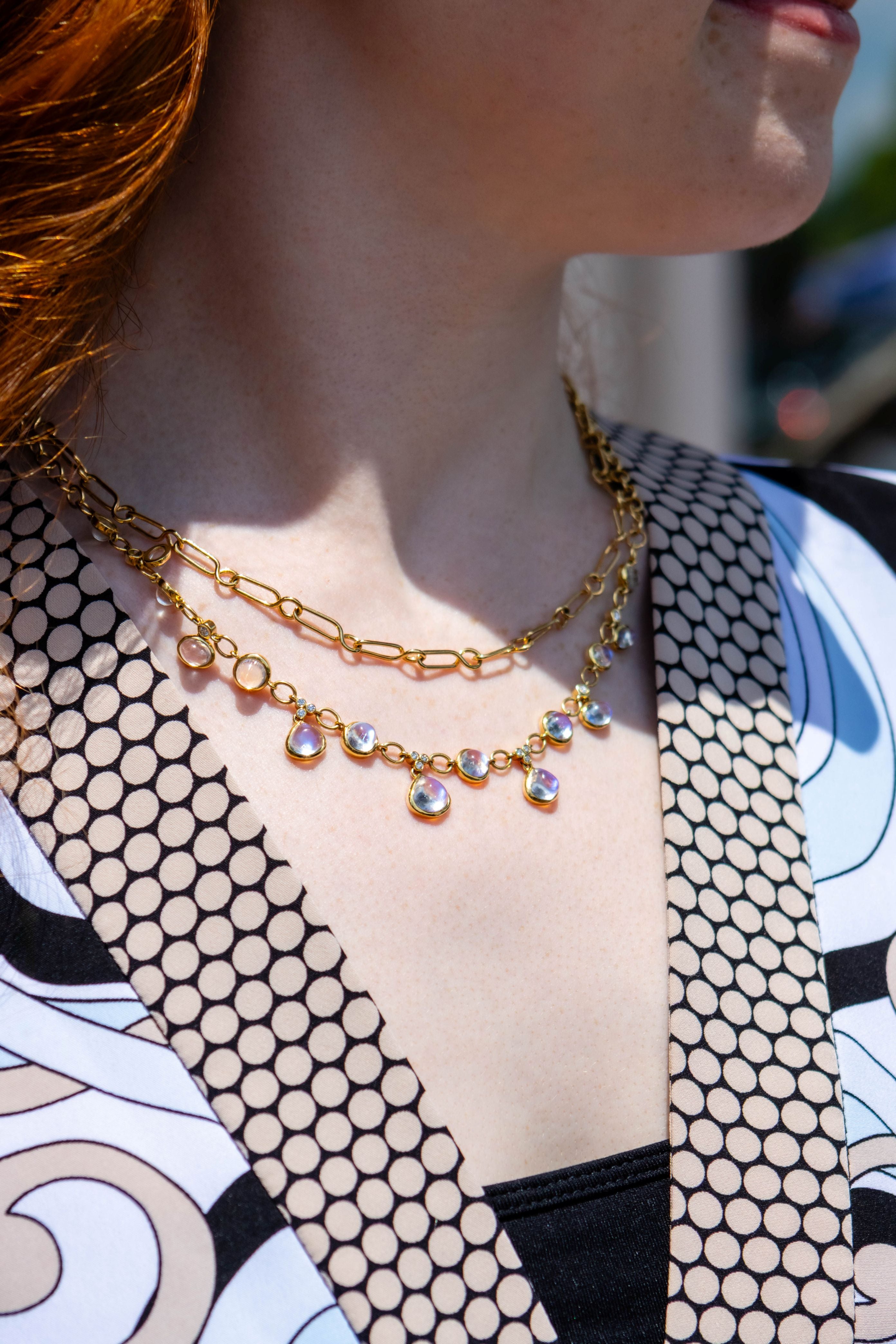 Temple St. Clair Blue Moonstone Theo Necklace in 18K Yellow Gold