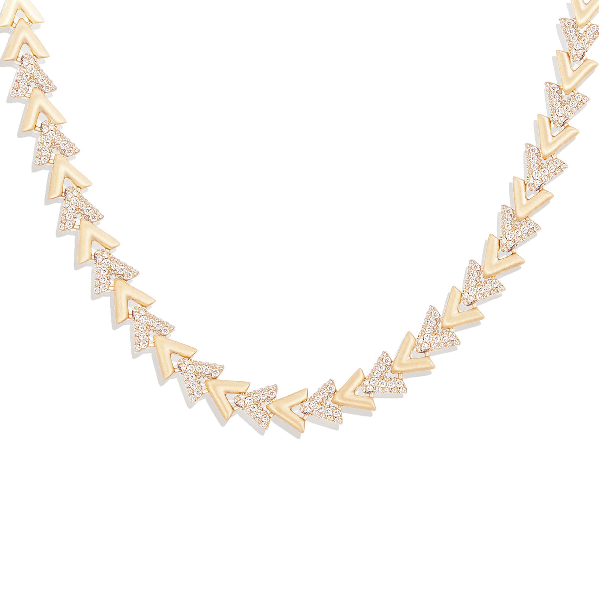 Campbell + Charlotte Spark Chevron Diamond Link Necklace in 14K Yellow Gold